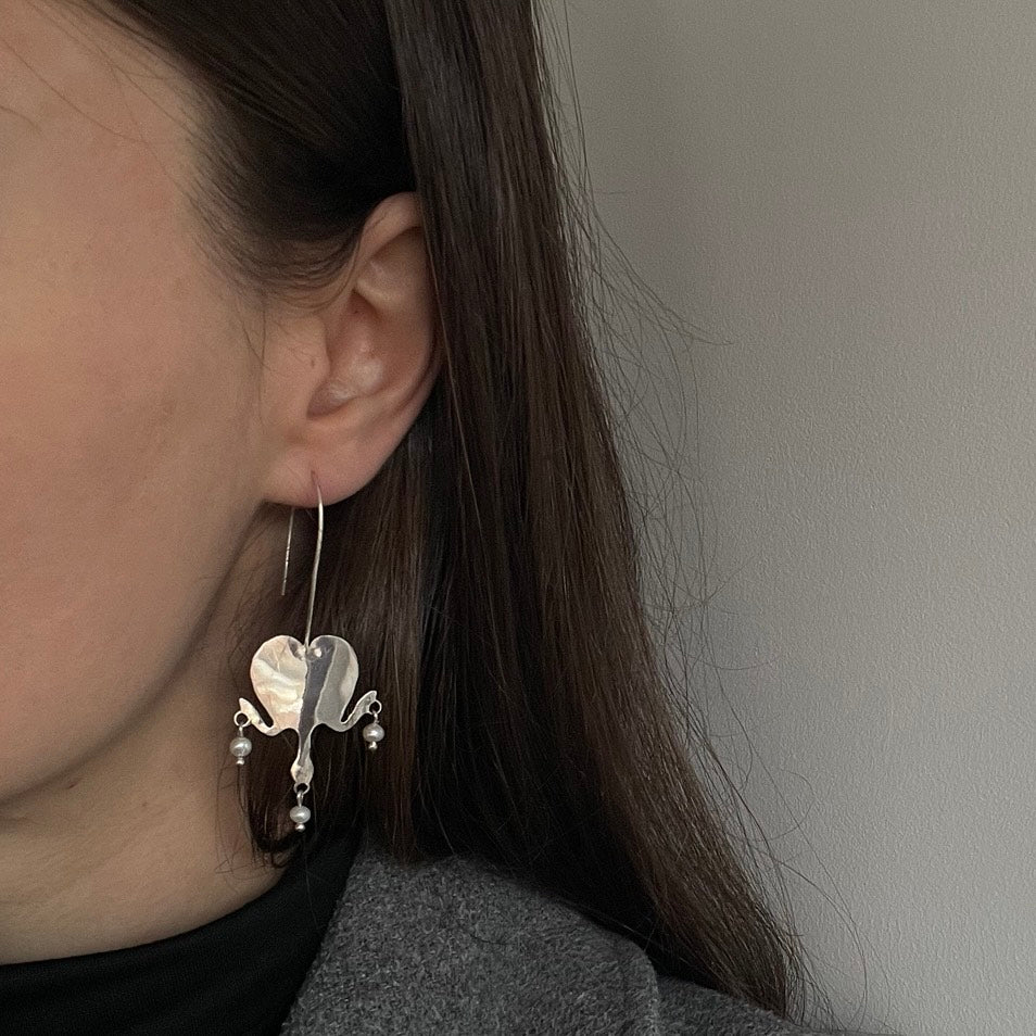 Bleeding Heart Silver Earrings