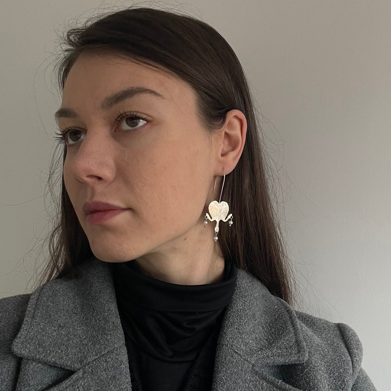 Bleeding Heart Silver Earrings