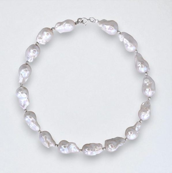 Natural Baroque Pearl Necklace on a white background