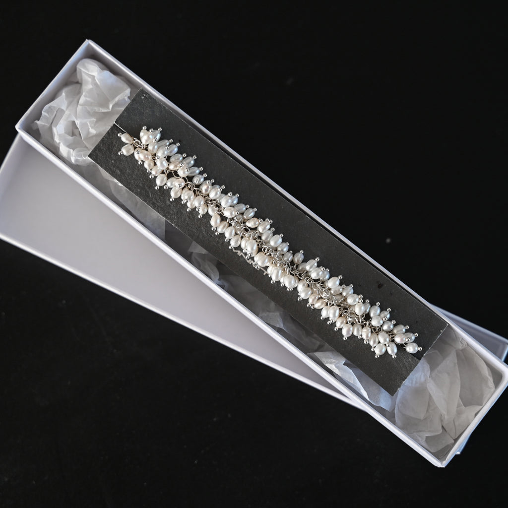Minimalist Silver Natural Freshwater Pearl Bracelet