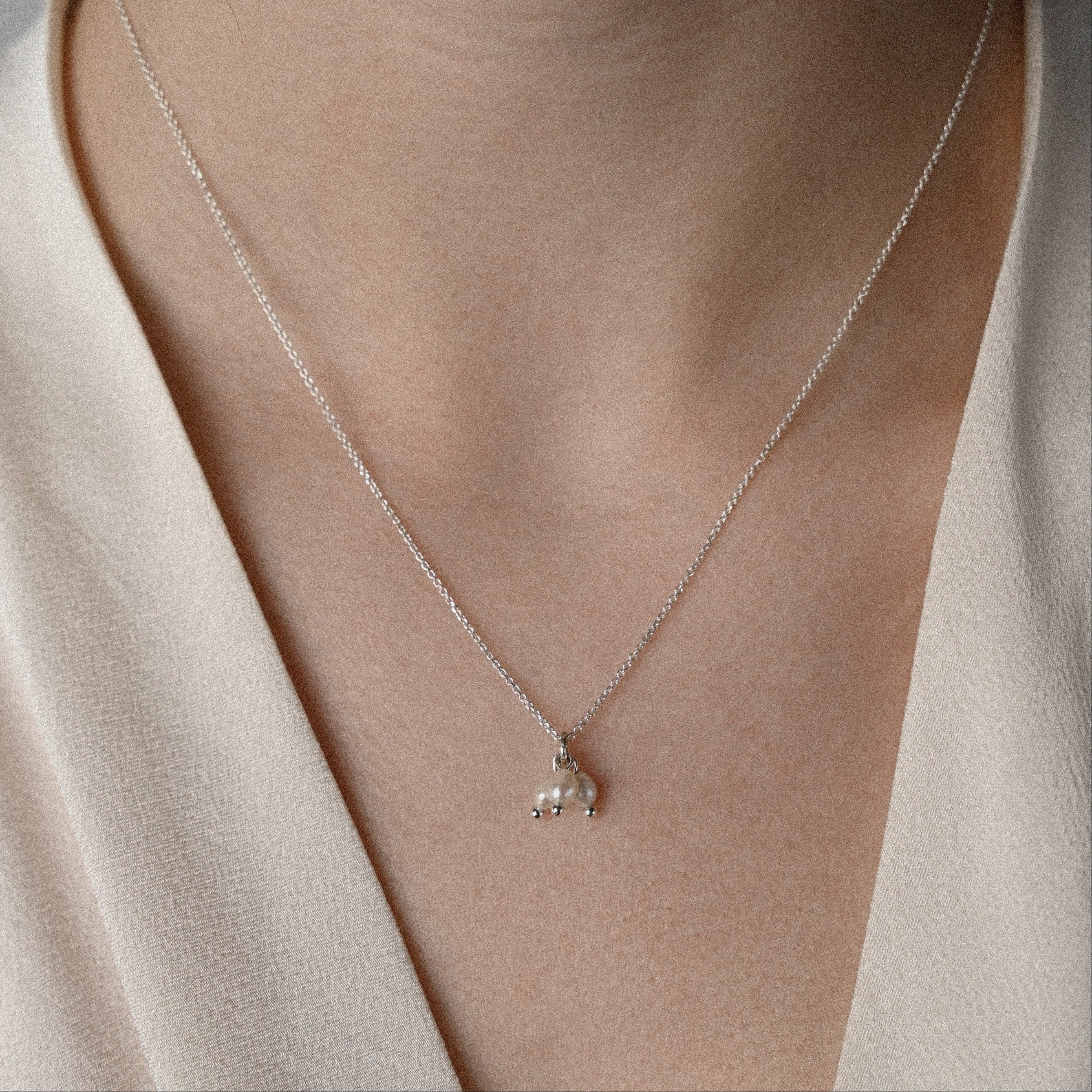 Sterling Silver Natural Pearl Chain Necklace