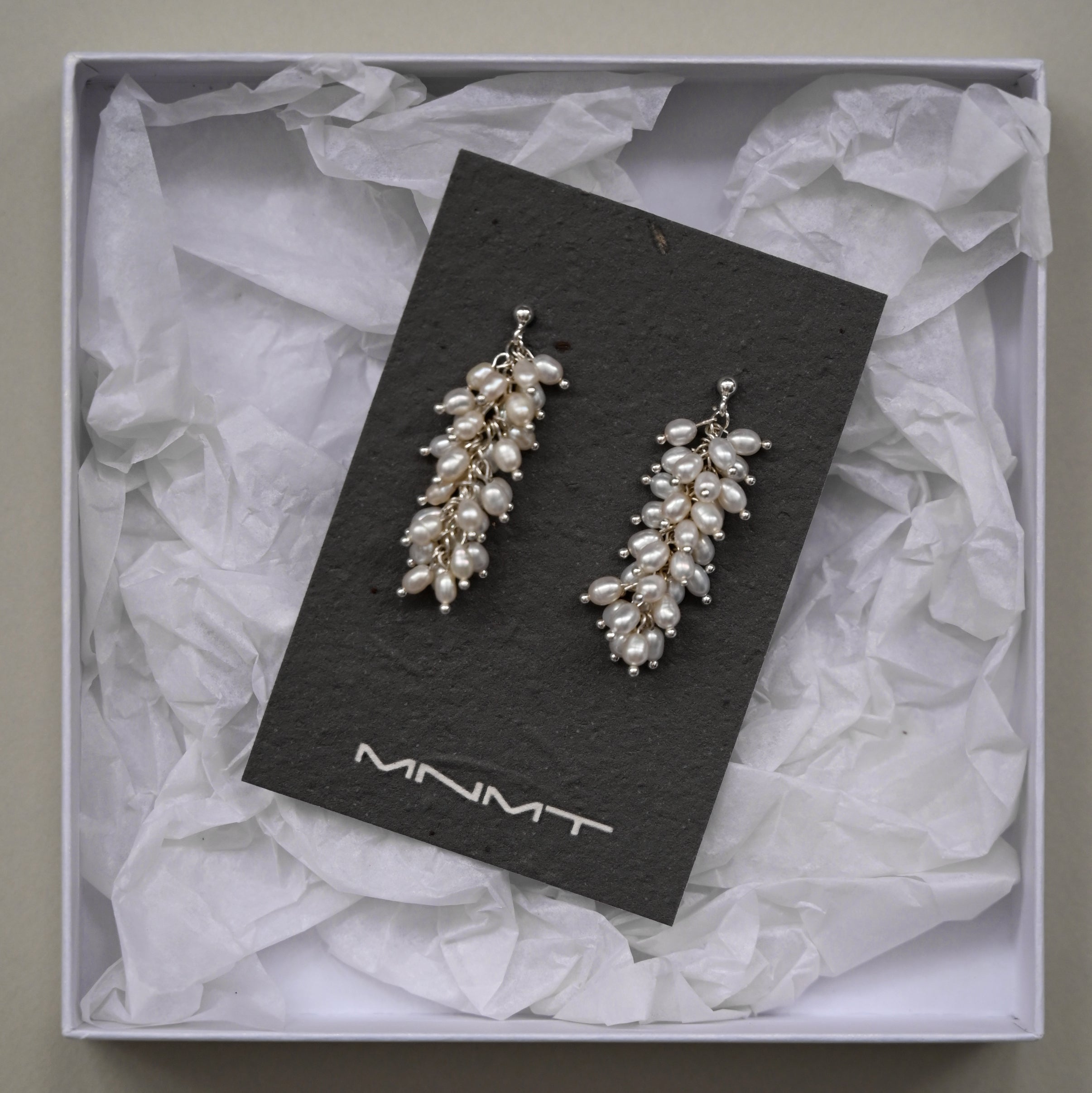 minimalist designer natural white freshwater pearl sterling silver earrings