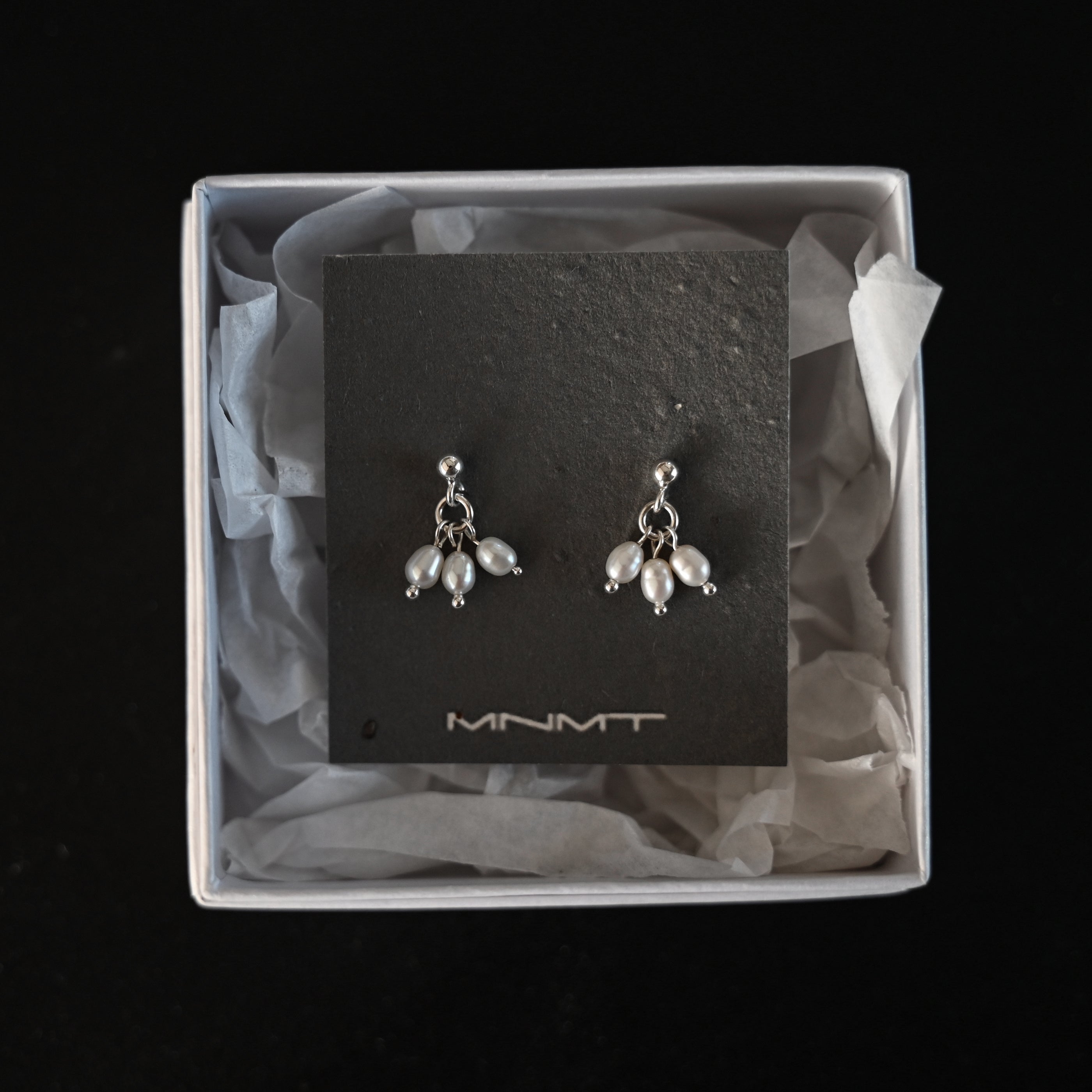 minimalist tiny natural white freshwater pearl sterling silver earrings