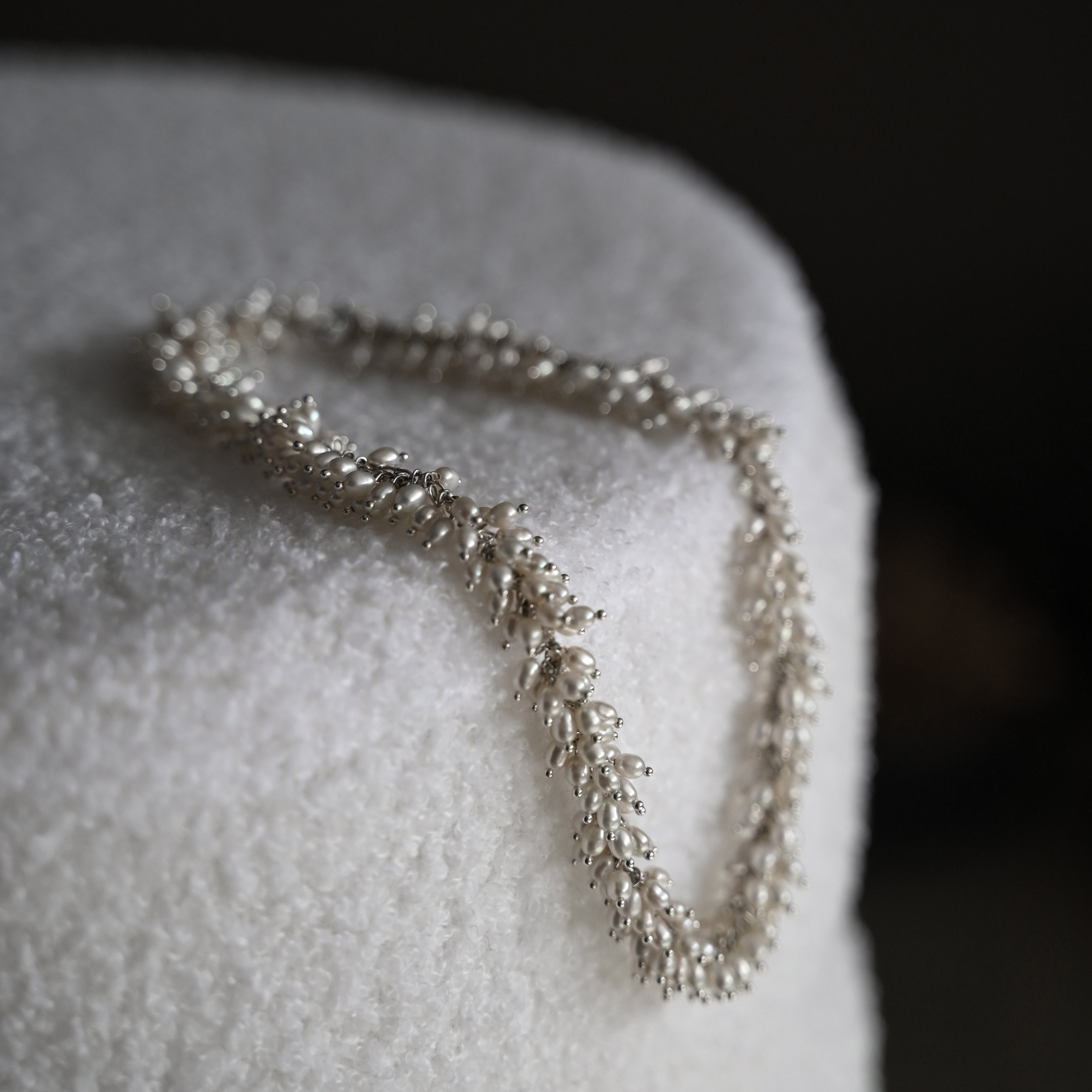 Natural white freshwater pearl sterling silver chunky neckalce