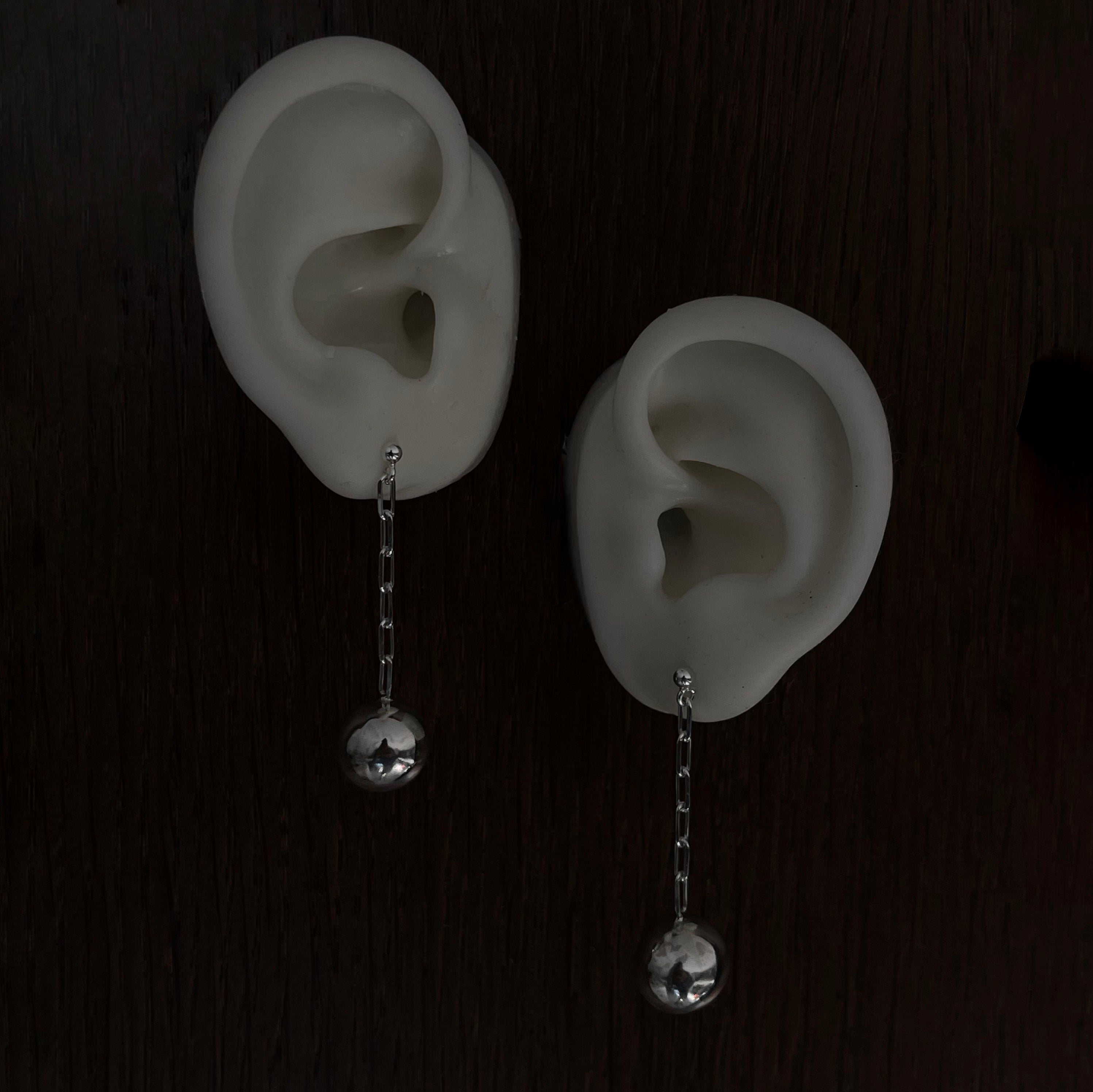 Dangling Silver Ball Earrings 