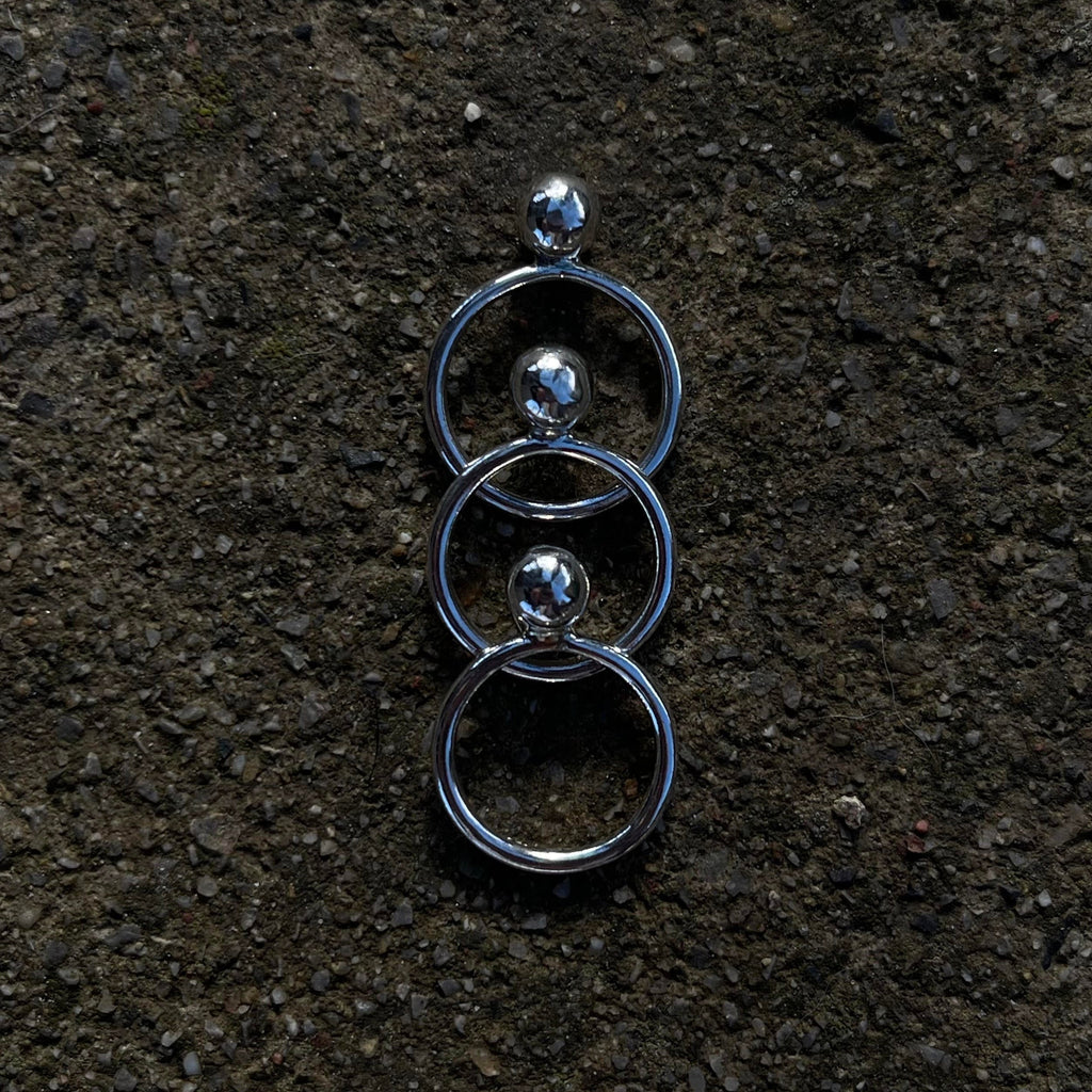 Three Sterling Silver Handmade Rings With spheres on top.