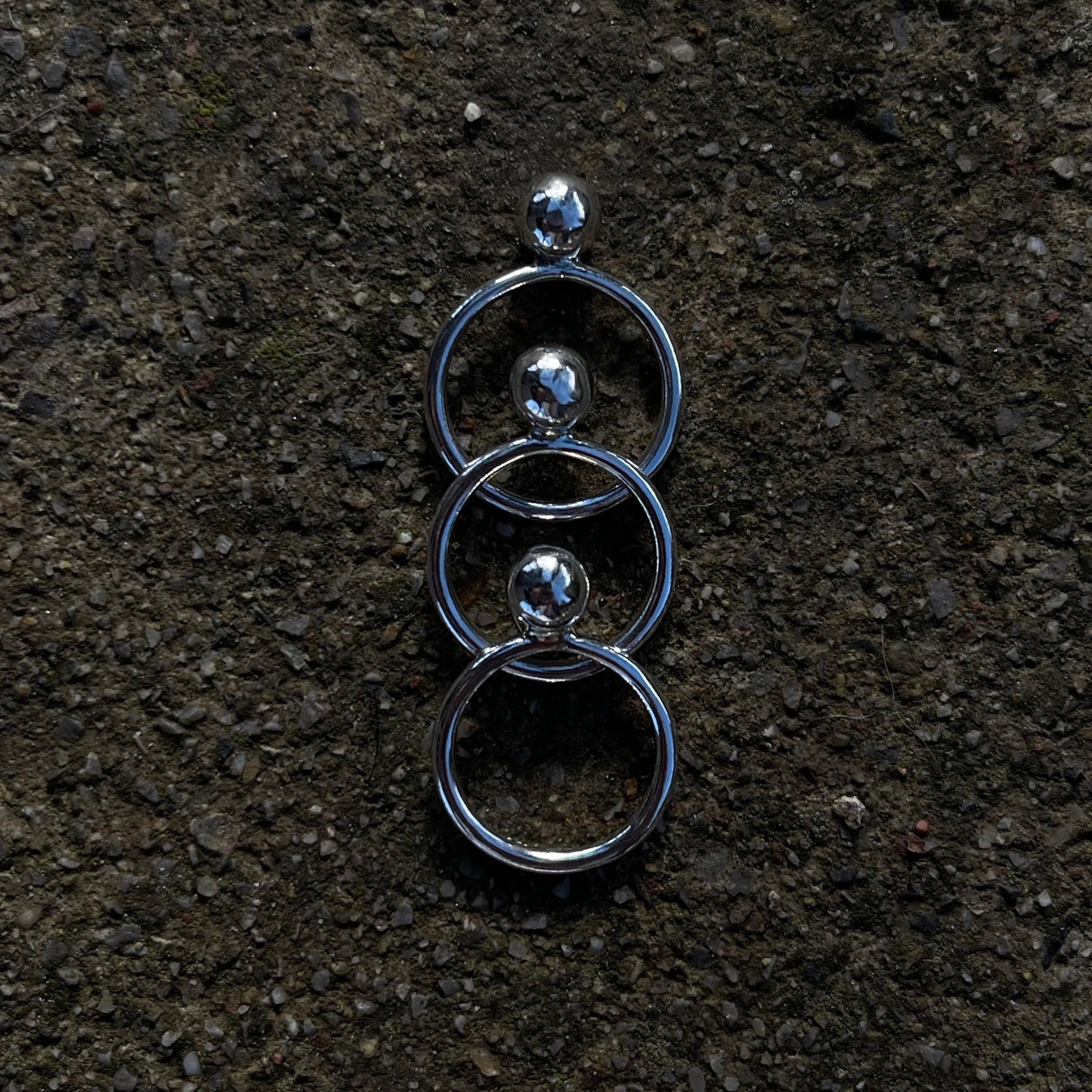 Three Sterling Silver Handmade Rings With spheres on top.