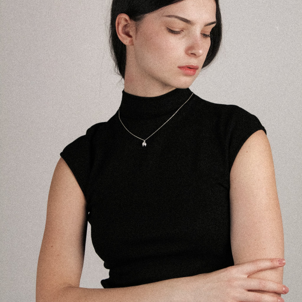 Lupine handmade silver necklace featuring natural pearls